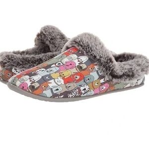 Sketchers Animal Print Slippers with Faux Fur